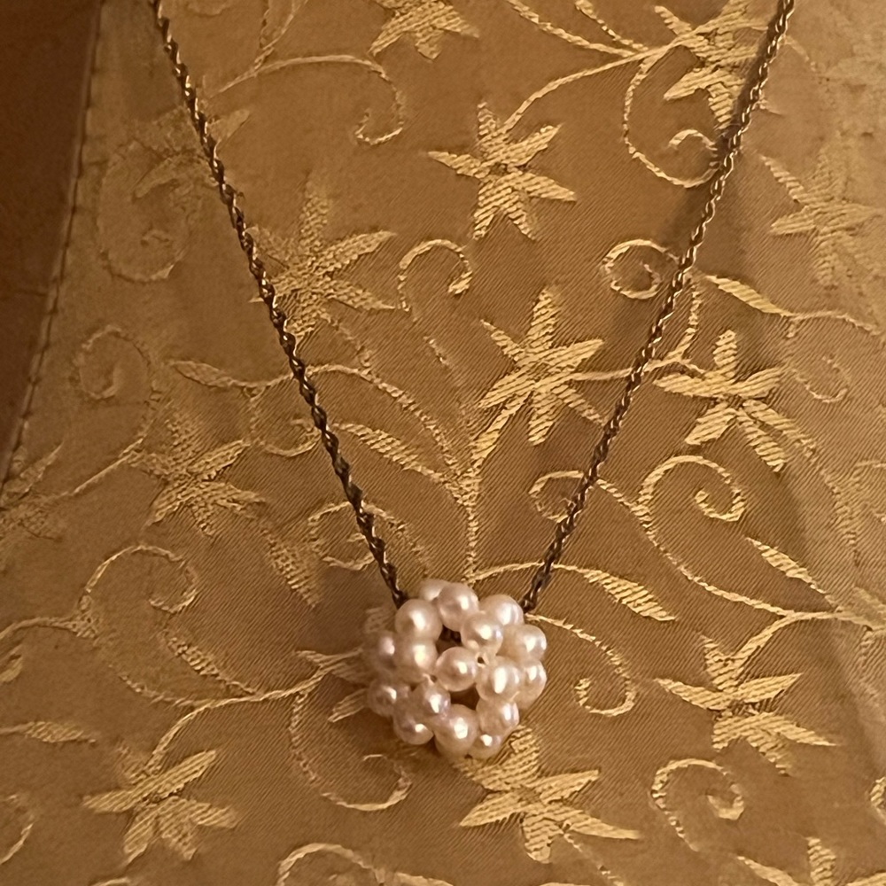 Genuine pearl ball pendant on 12k gold filled 18” chain